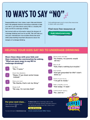 10 Ways to Say NO to Underage Drinking – Artwork by BMike