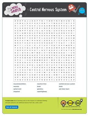 Central Nervous System Word Search