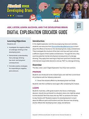 Alcohol and the Developing Brain Digital Exploration Educator Guide