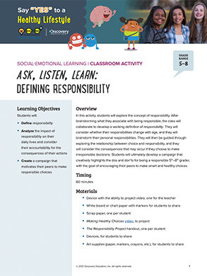 Defining Responsibility Classroom Activity