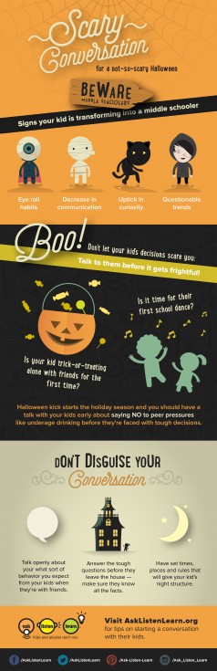 Have a fun and safe Halloween! Here's an infographic to help you start a conversation with your kid about their night trick-or-treating.