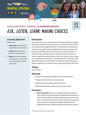 Making Choices Classroom Activity