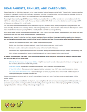 Mental Health Parent Letter