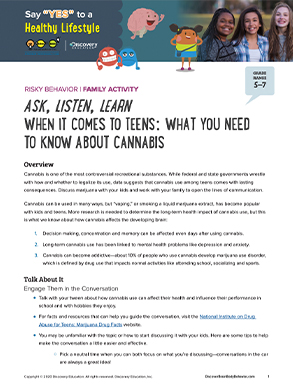 When it Comes to Teens: What You Need to Know about Cannabis Family Activity