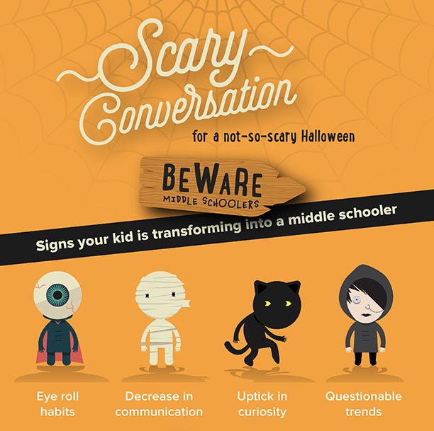 Get ready for Halloween by talking with your kid about combating peer pressure and staying safe this Halloween night!