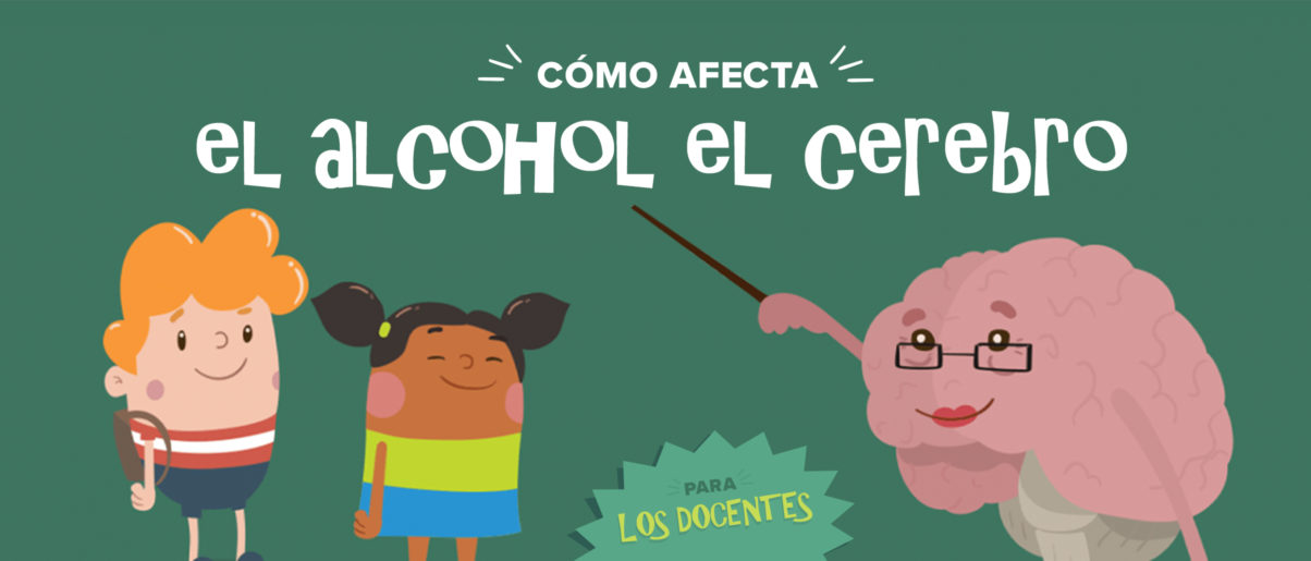 una imagen de banner que muestra un cerebro personificado dando una lección a dos niños